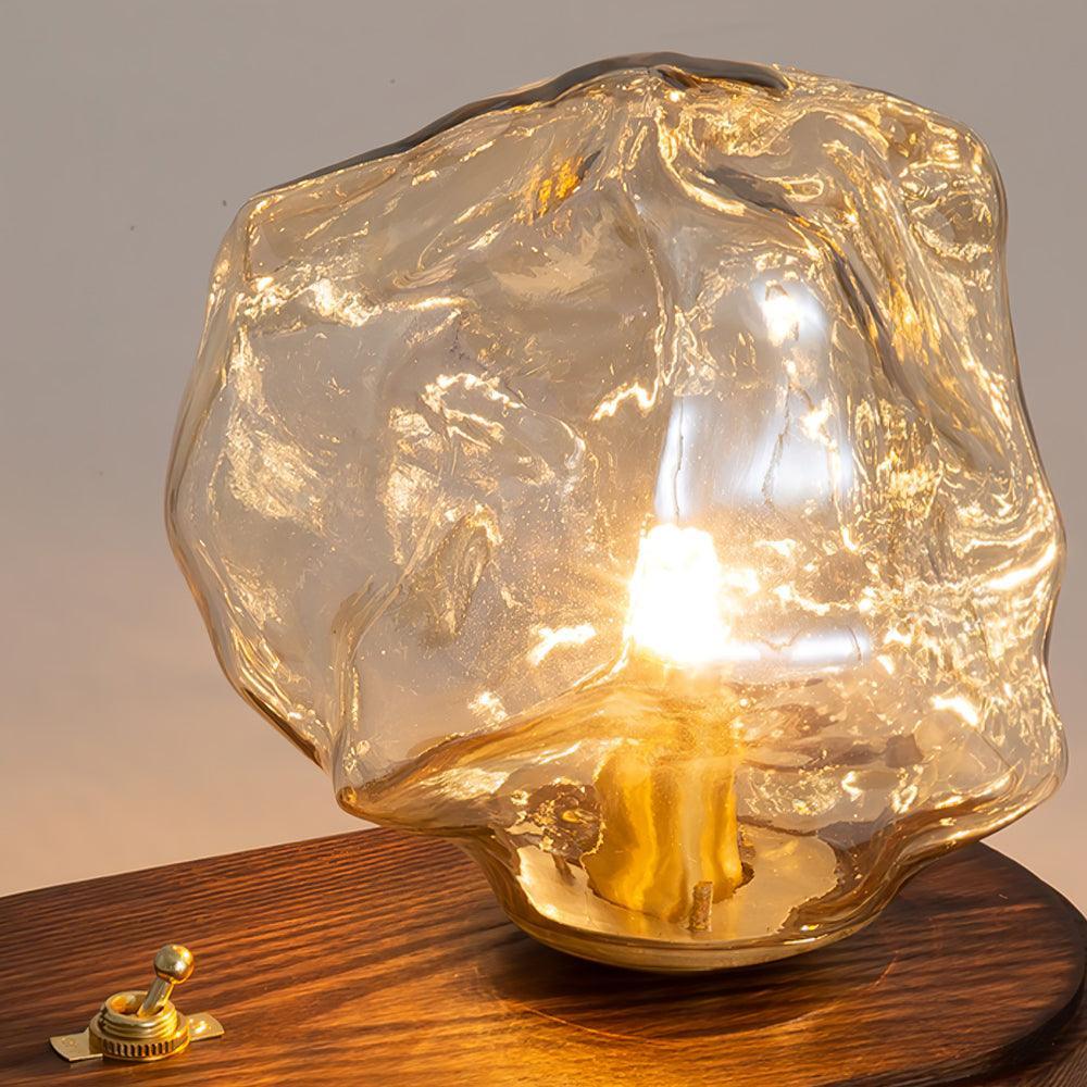 Creative Ice Stone Glass Bedroom Table Lamp -Homdiy