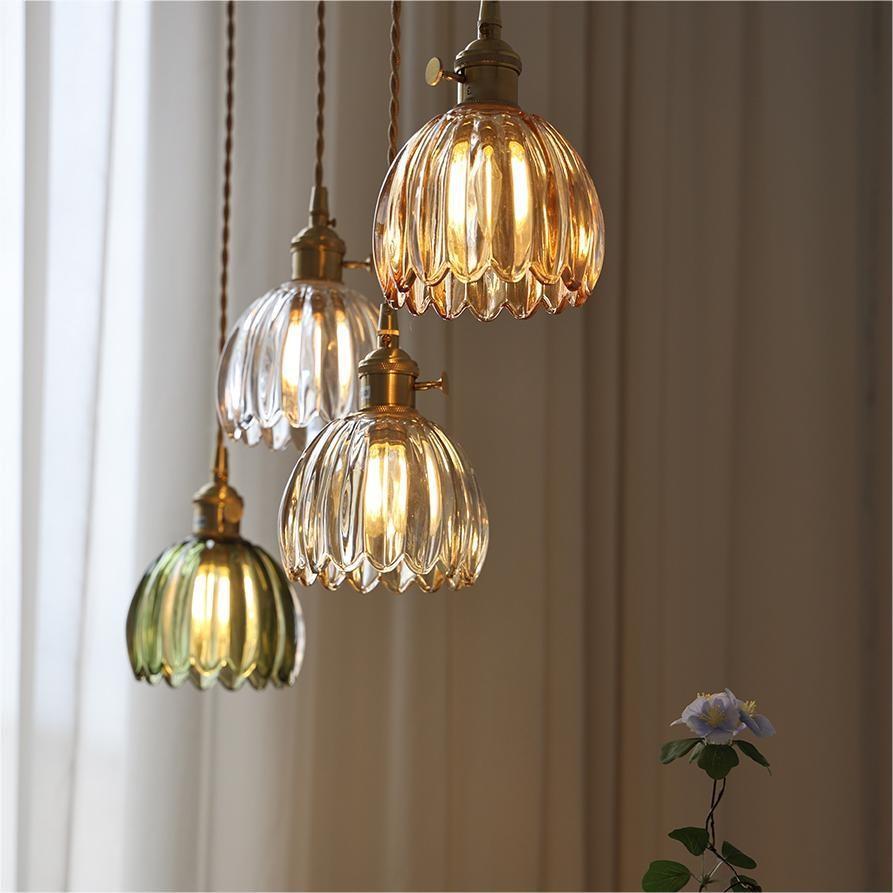Retro Flower Glass Pendant Light