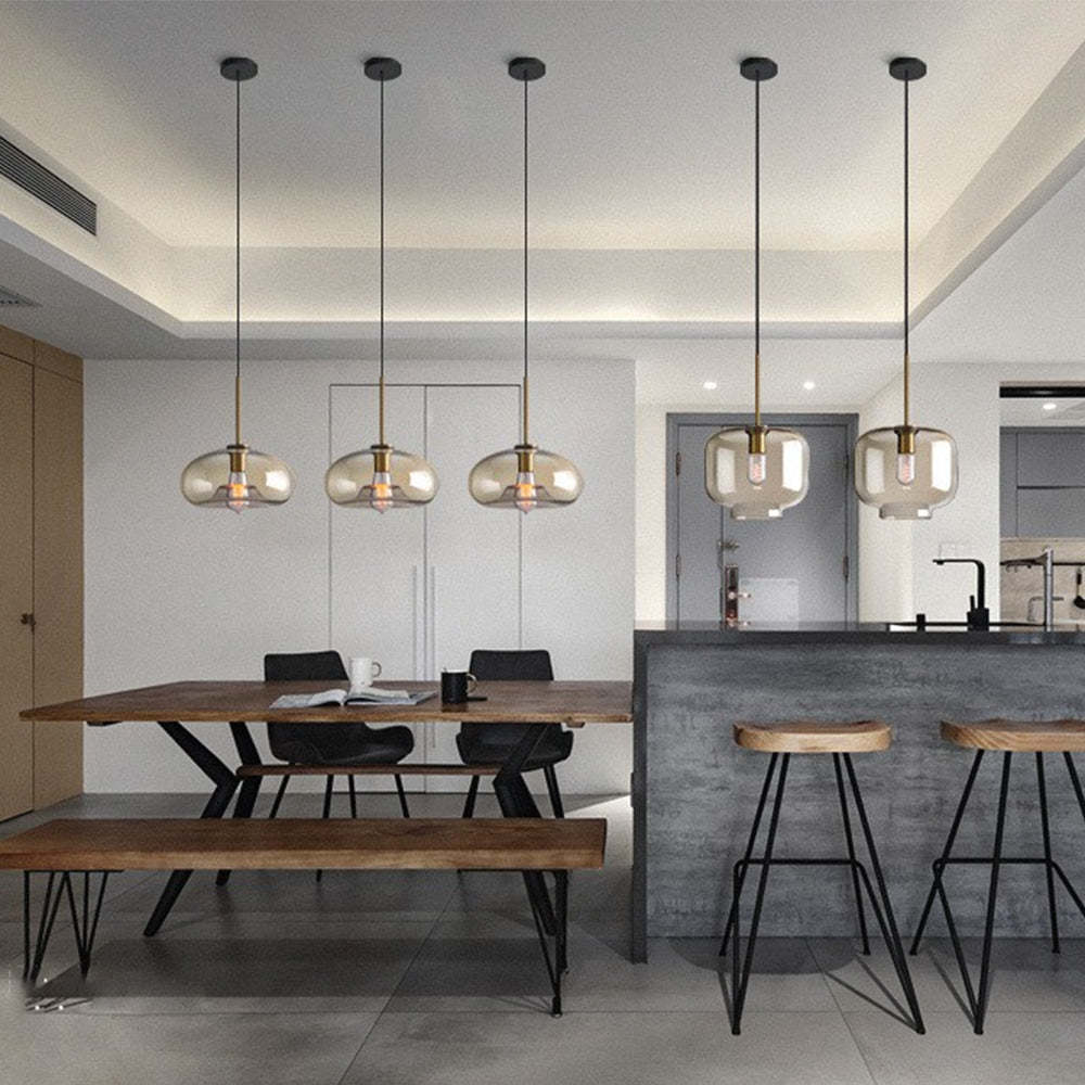 Modern Cognac Glass Pendant Light -Homdiy