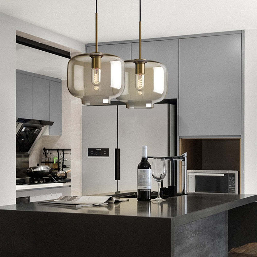 Modern Cognac Glass Pendant Light -Homdiy