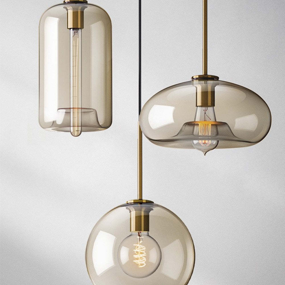 Modern Cognac Glass Pendant Light -Homdiy
