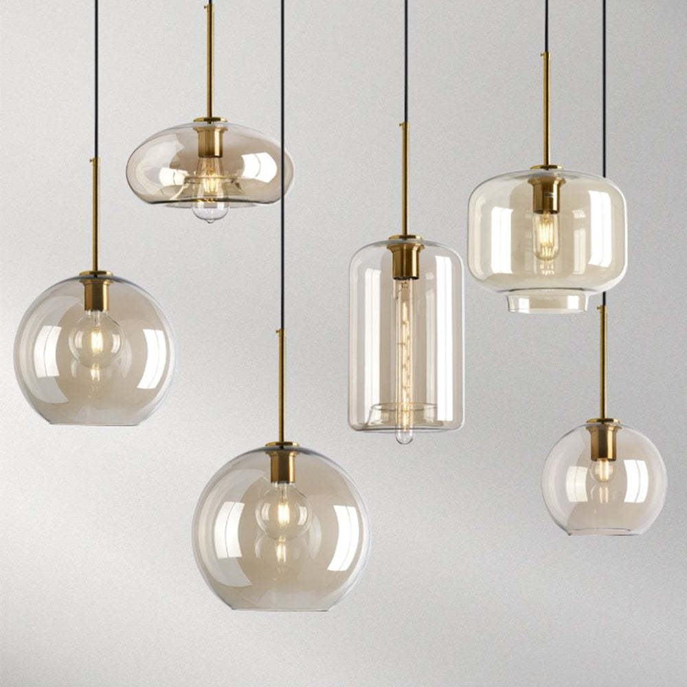 Modern Cognac Glass Pendant Light -Homdiy