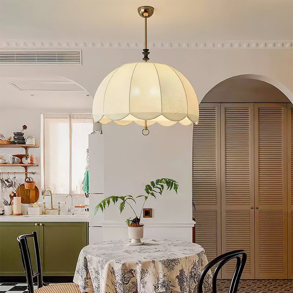 Wabi-Sabi Fabric Iron Large Dining Room Pendant Light