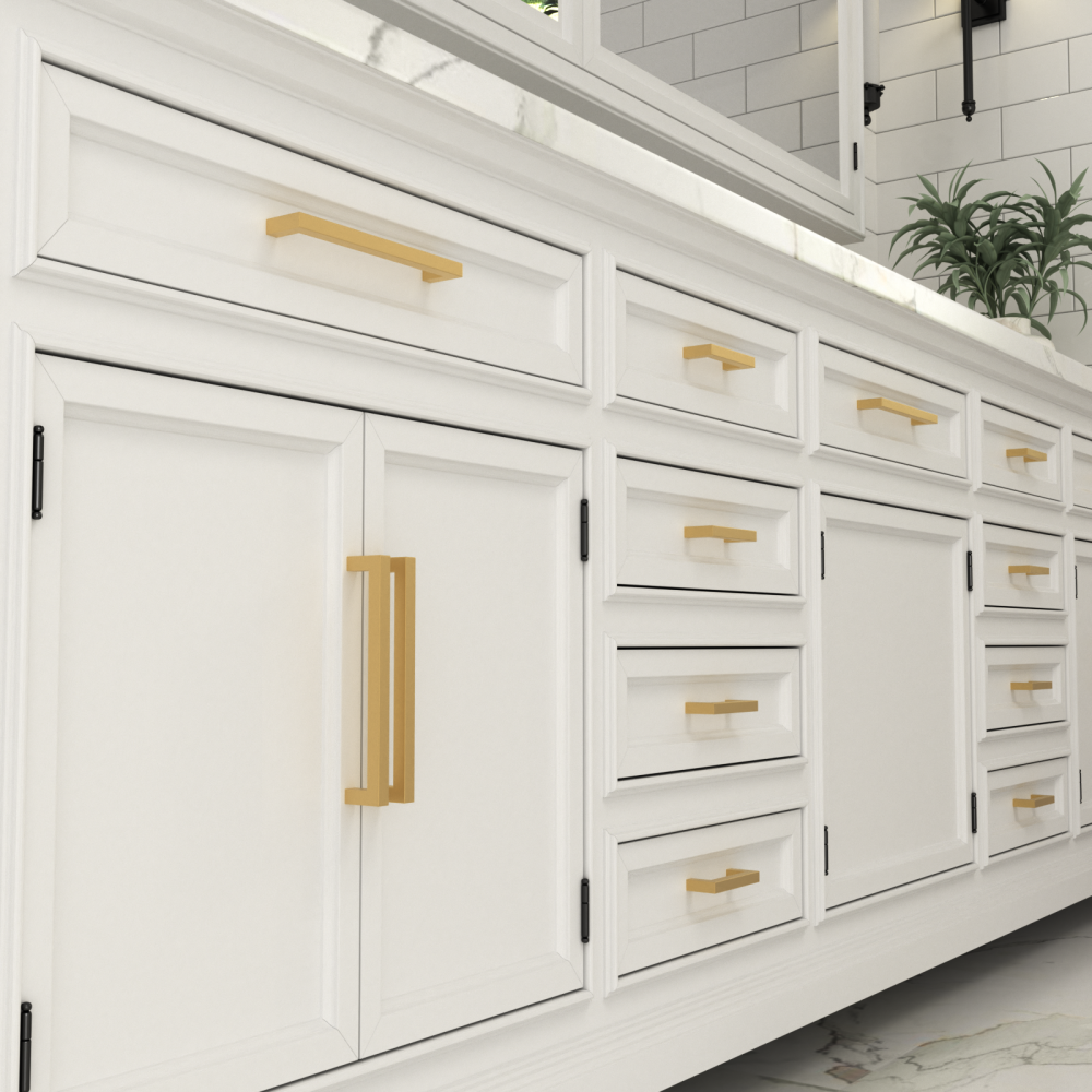 15 Pack Modern Gold Cabinet Pulls Square Drawer Pulls -Homdiy