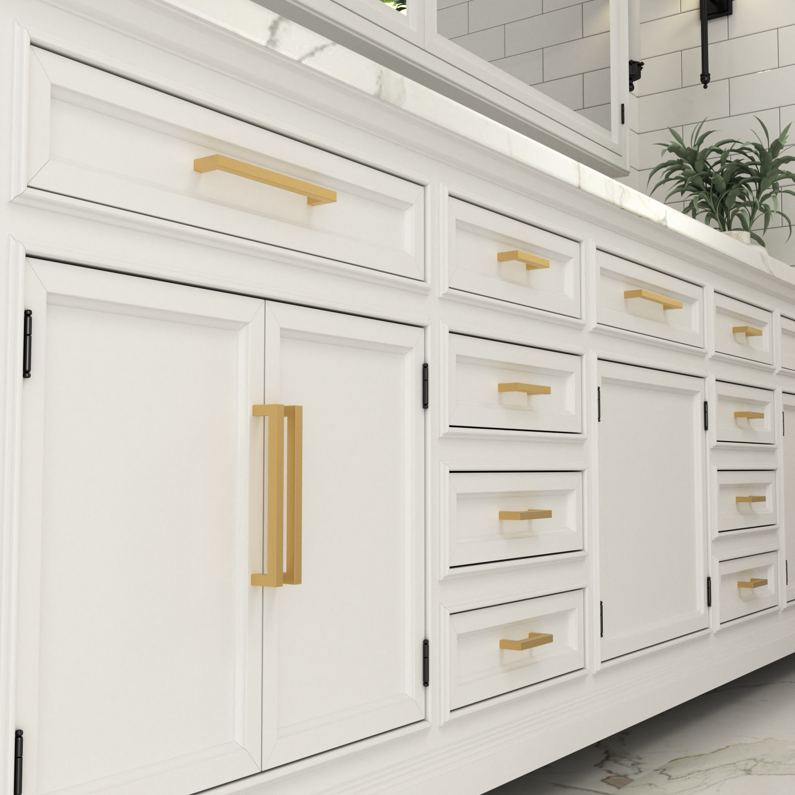 Brushed Brass Drawer Pulls Gold Square Handles for Kitchen -Homdiy