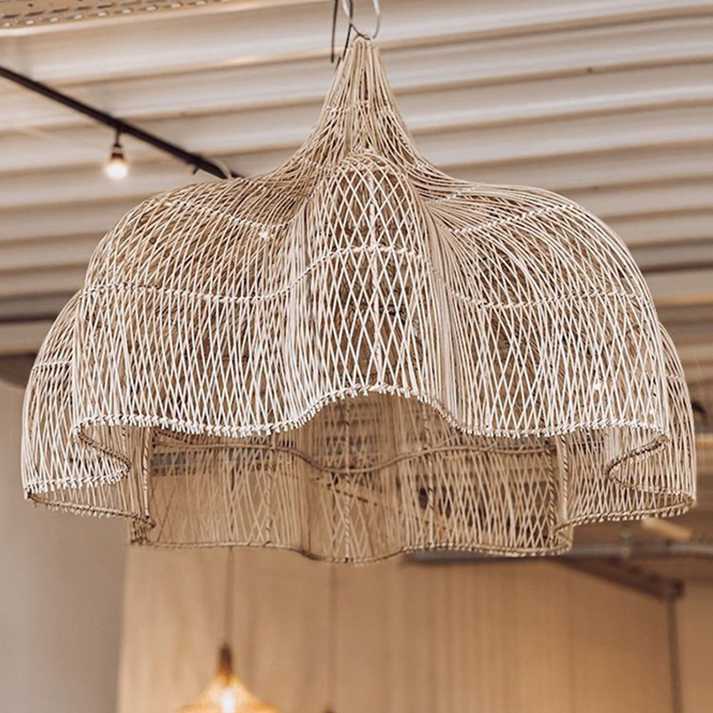 Japanese Wabi-Sabi Handwoven Rattan Pendant Light