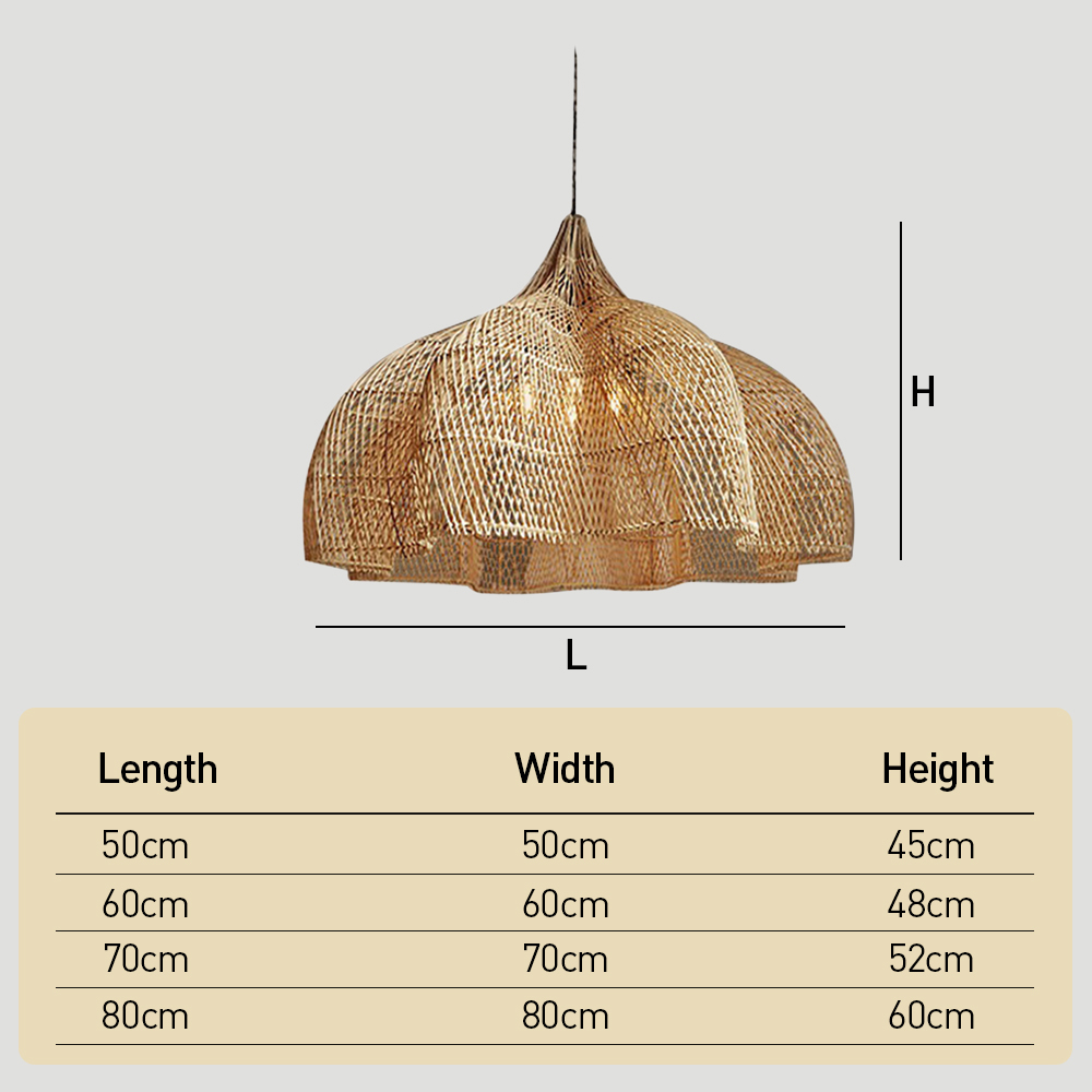 Japanese Wabi-Sabi Handwoven Rattan Pendant Light