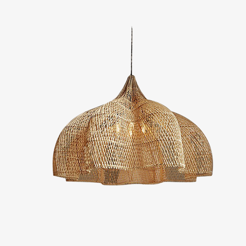 Japanese Wabi-Sabi Handwoven Rattan Pendant Light