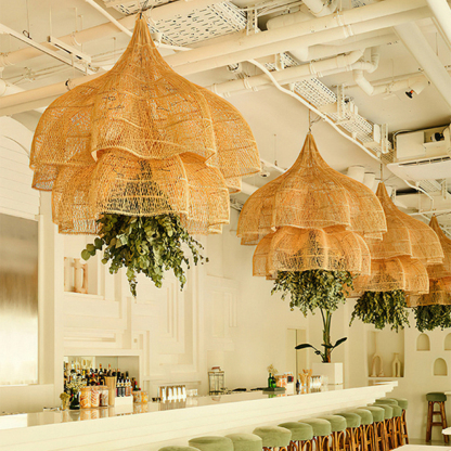 Japanese Wabi-Sabi Handwoven Rattan Pendant Light