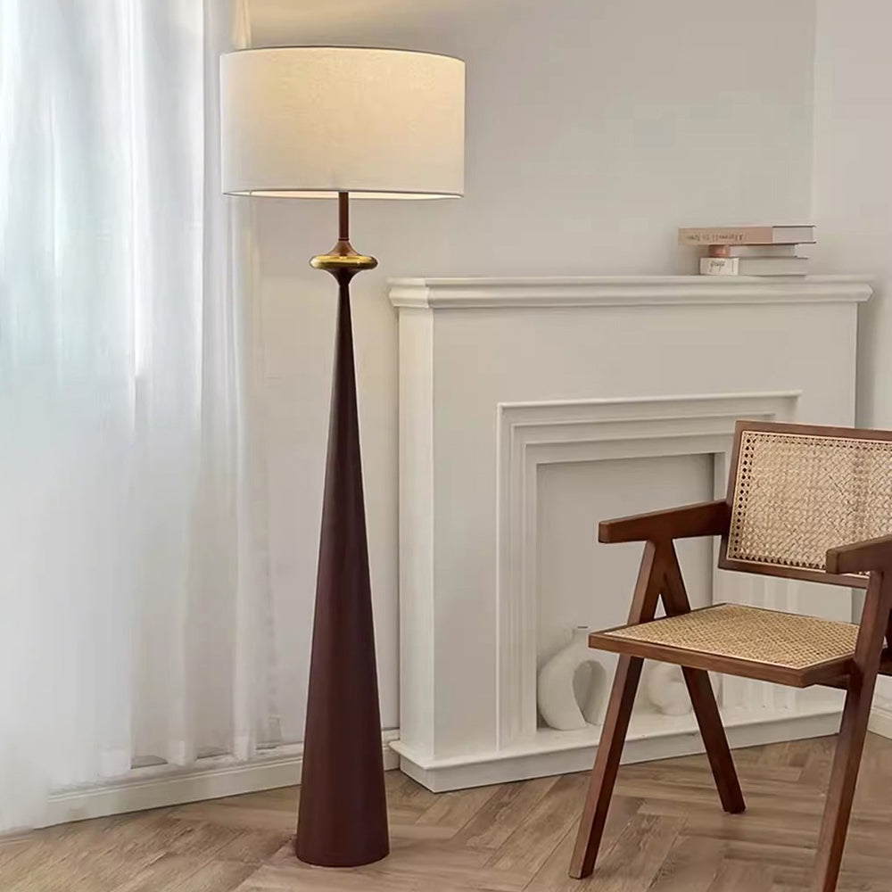 Homdiy Wabi Sabi Fabric Walnut Standing Lamp Japanese Style Metal
