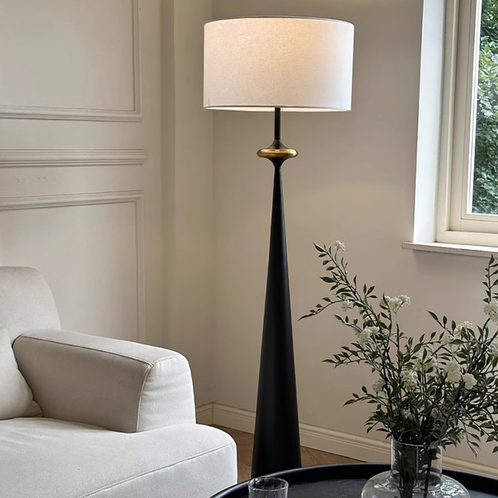 Homdiy Wabi Sabi Fabric Walnut Standing Lamp Japanese Style Metal