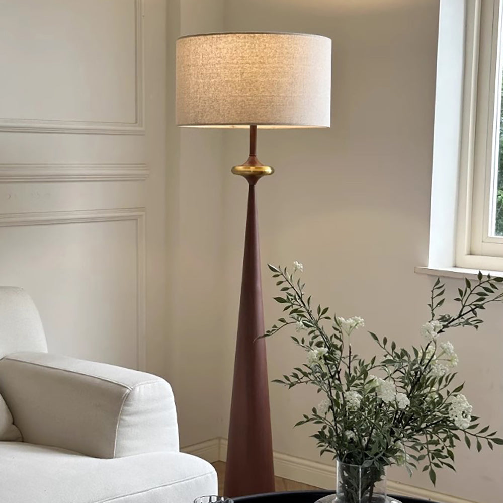 wabi様 Homdiy Wabi Sabi Fabric Walnut Standing Lamp Japanese Style Metal