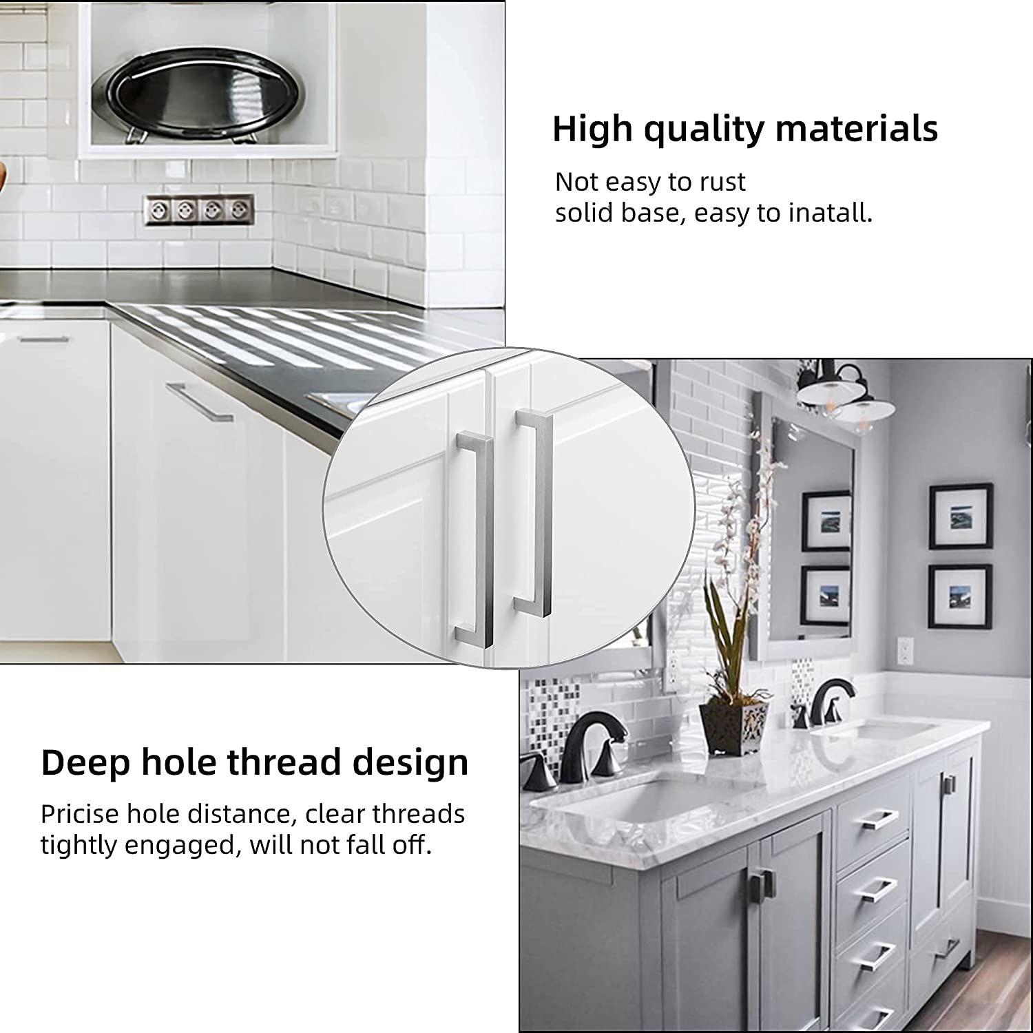 1 Pack Brushed Nickel Cabinet Handles Modern Square Kitchen Drawer Pulls (LSJ12BSS) -Homdiy