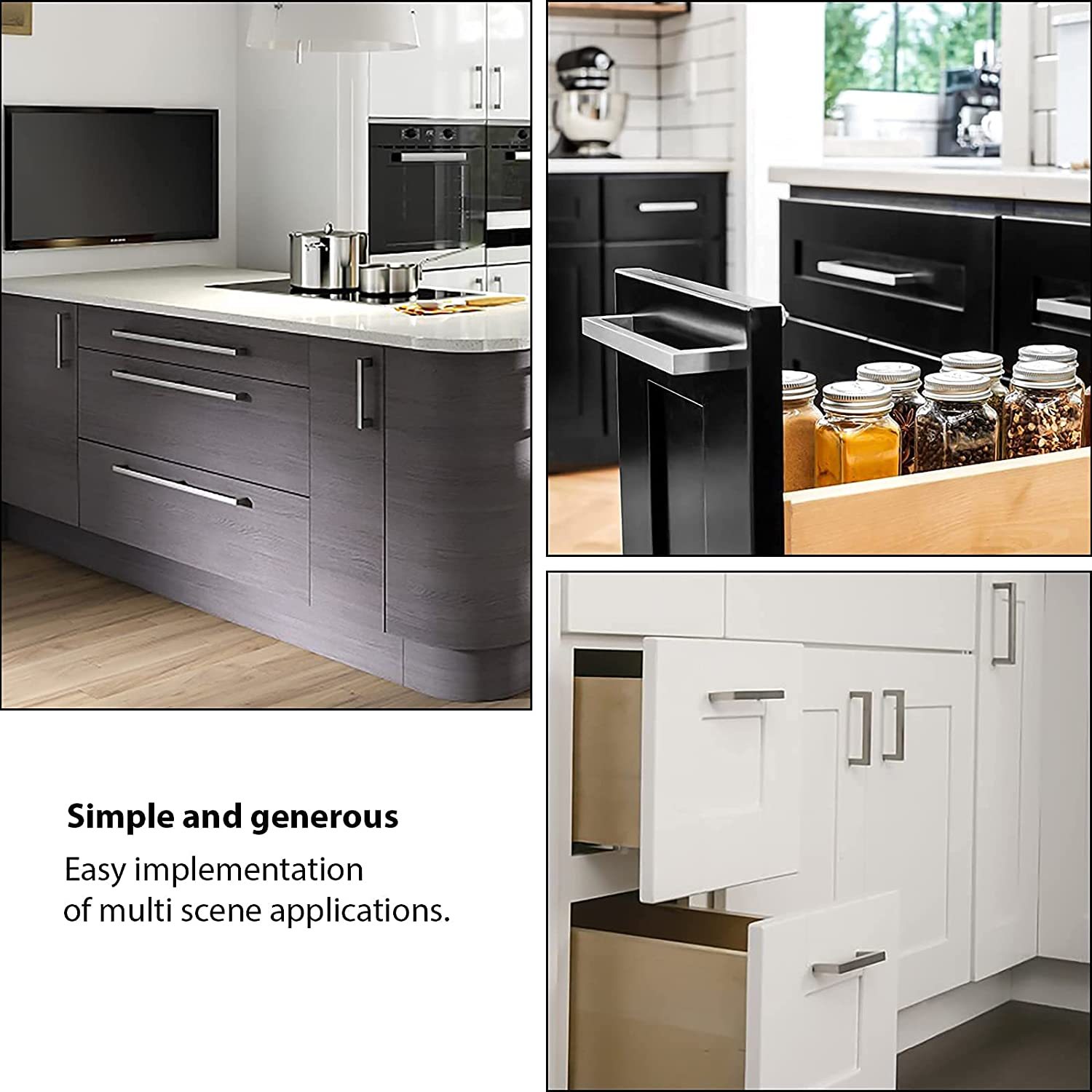 Brushed Nickel Cabinet Pulls Square Drawer Pulls for Kitchen -Homdiy