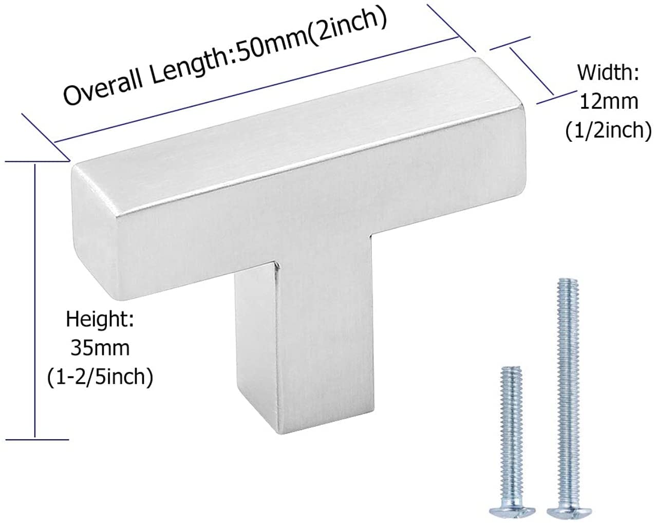 1 Pack Brushed Nickel Cabinet Handles Modern Square Kitchen Drawer Pulls (LSJ12BSS) -Homdiy