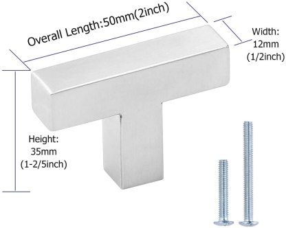 1 Pack Brushed Nickel Cabinet Handles Modern Square Kitchen Drawer Pulls (LSJ12BSS) -Homdiy