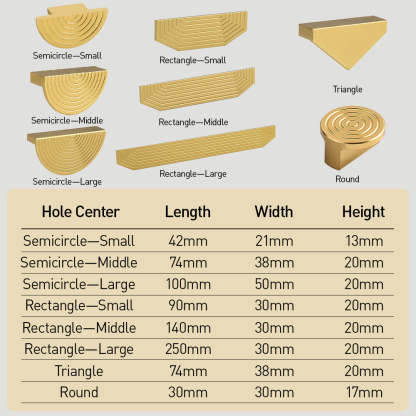 Unique Modern Semi-Circular Gold Kitchen Cabinet Door Handle