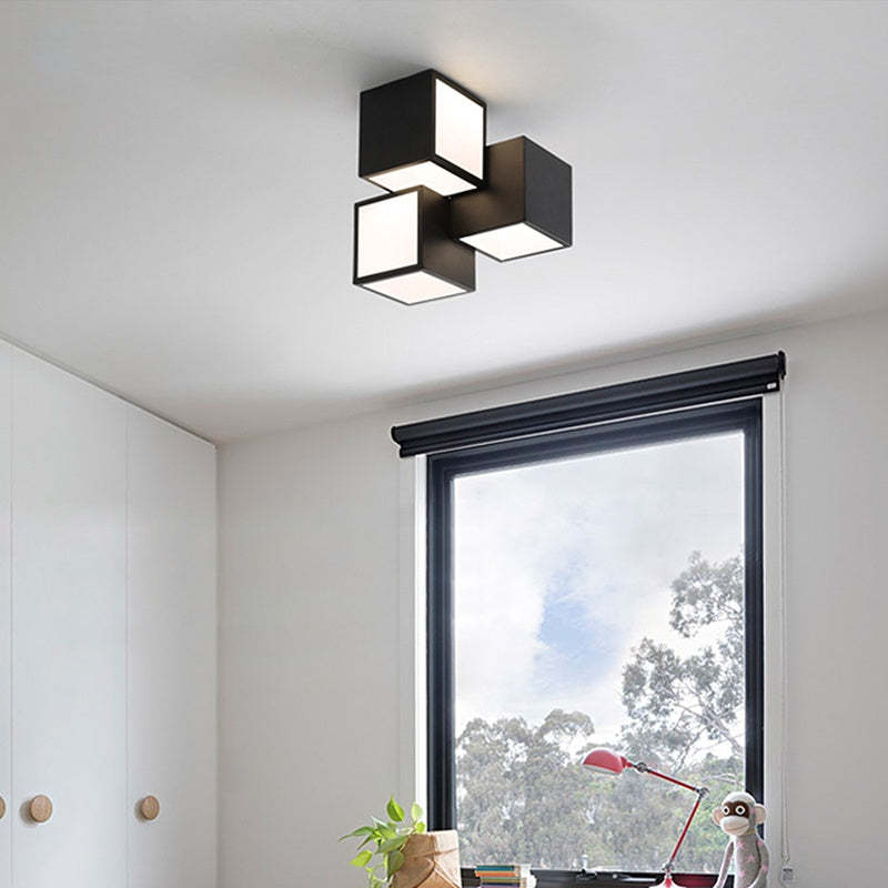 White & Black Square LED Ceiling Lamp -Homdiy
