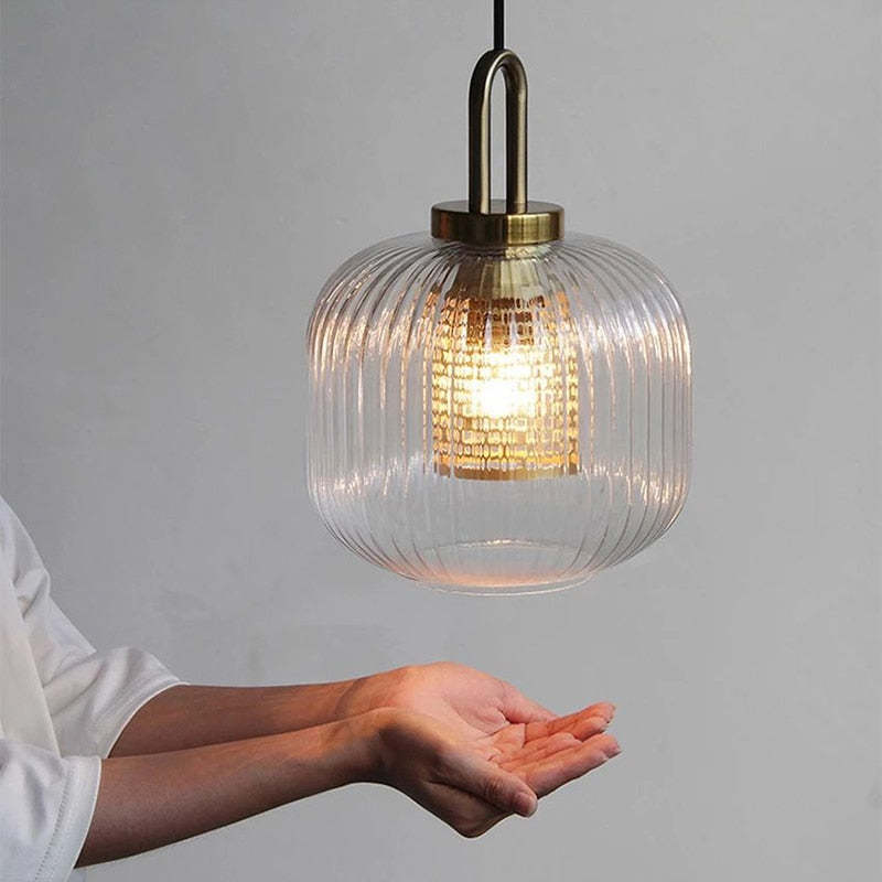 Clear Glass Pendant Light Shade With Brass Fitting -Homdiy