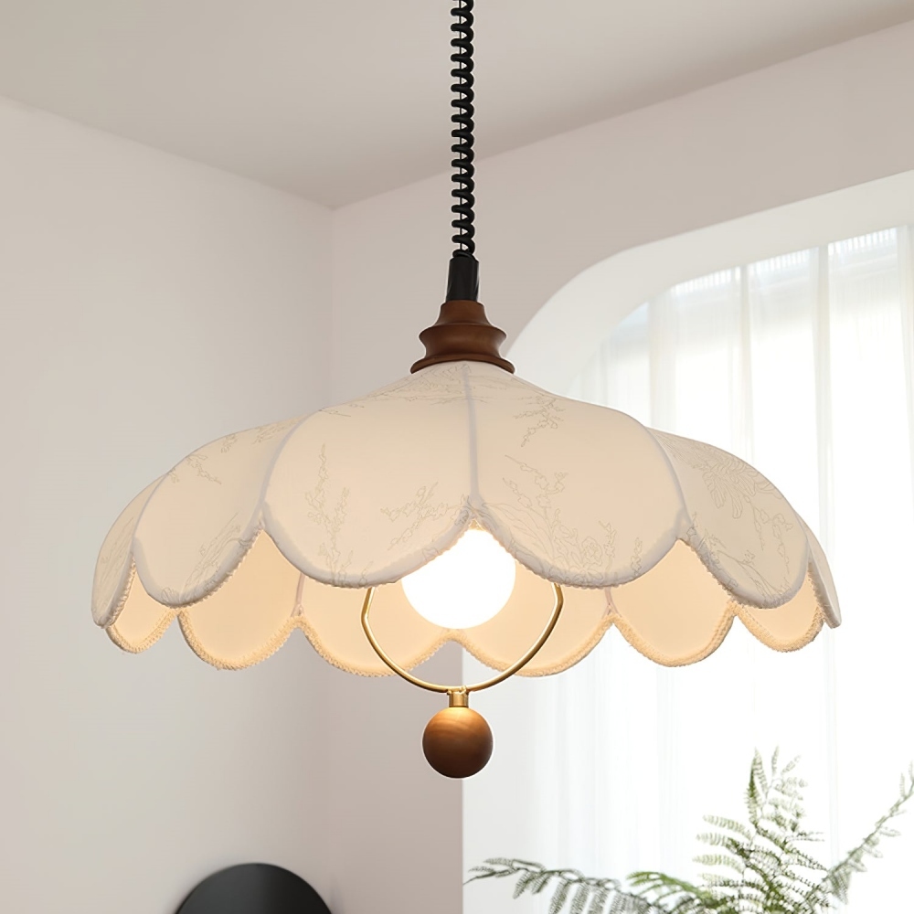 Elegant Fabric Art White Living Room Pendant Light