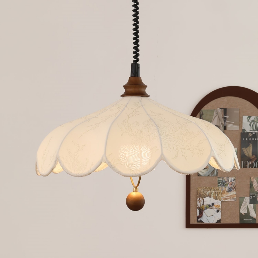 Elegant Fabric Art White Living Room Pendant Light