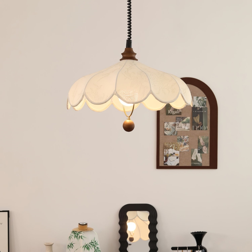 Elegant Fabric Art White Living Room Pendant Light