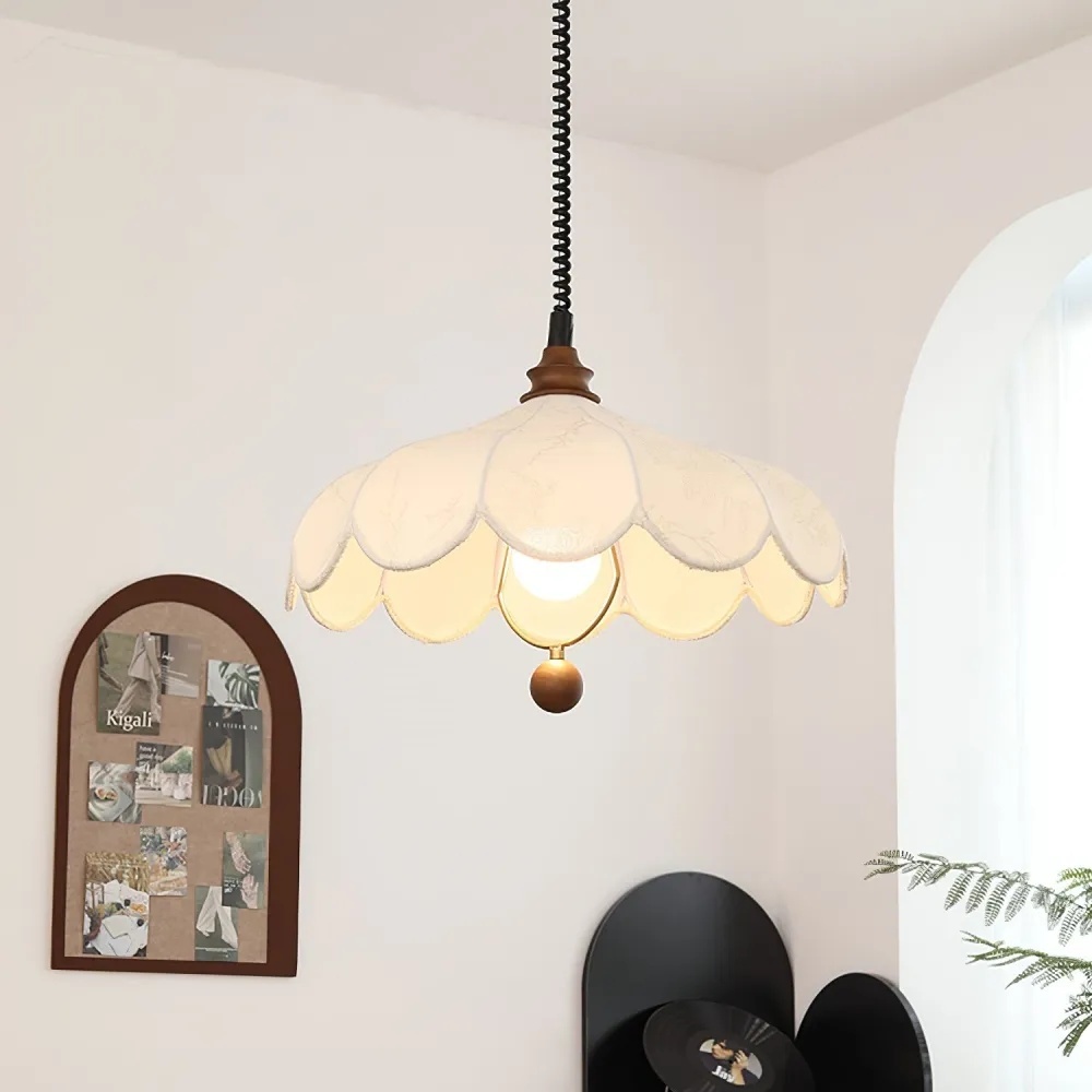 Elegant Fabric Art White Living Room Pendant Light