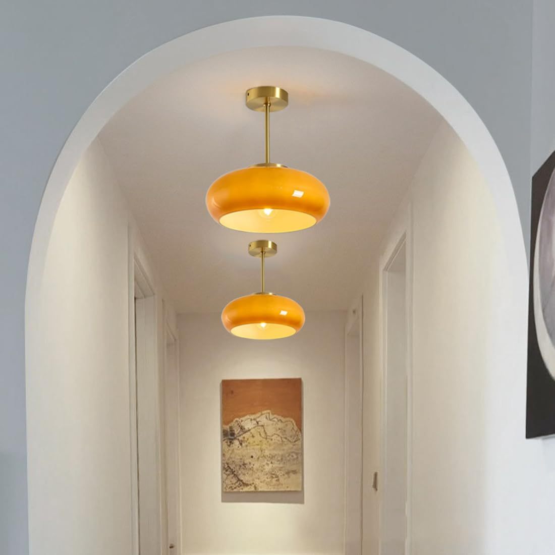 Mid-Century Dome Glass Flush Mount Ceiling Light for Hallway -Homdiy