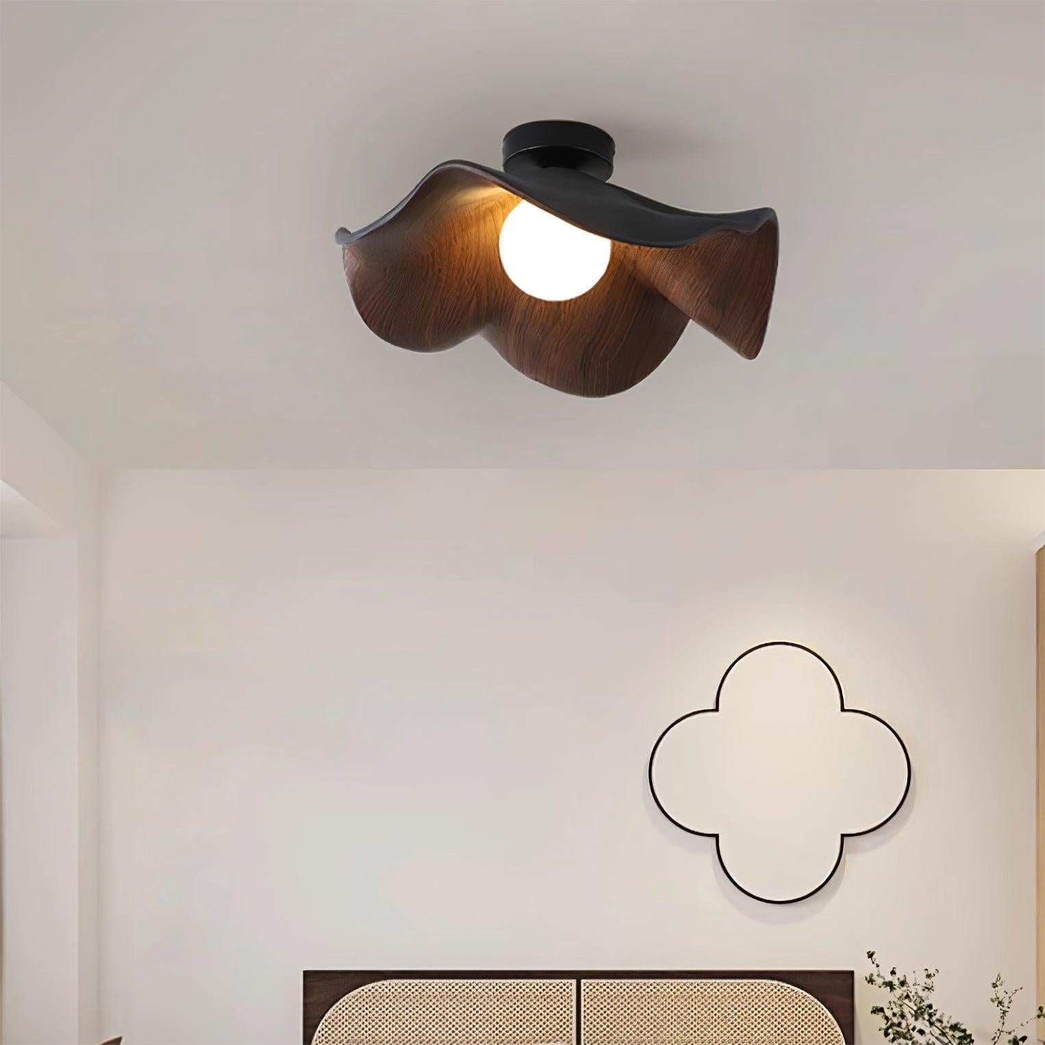 Nordic Wooden Lotus Resin Ceiling Light -Homdiy