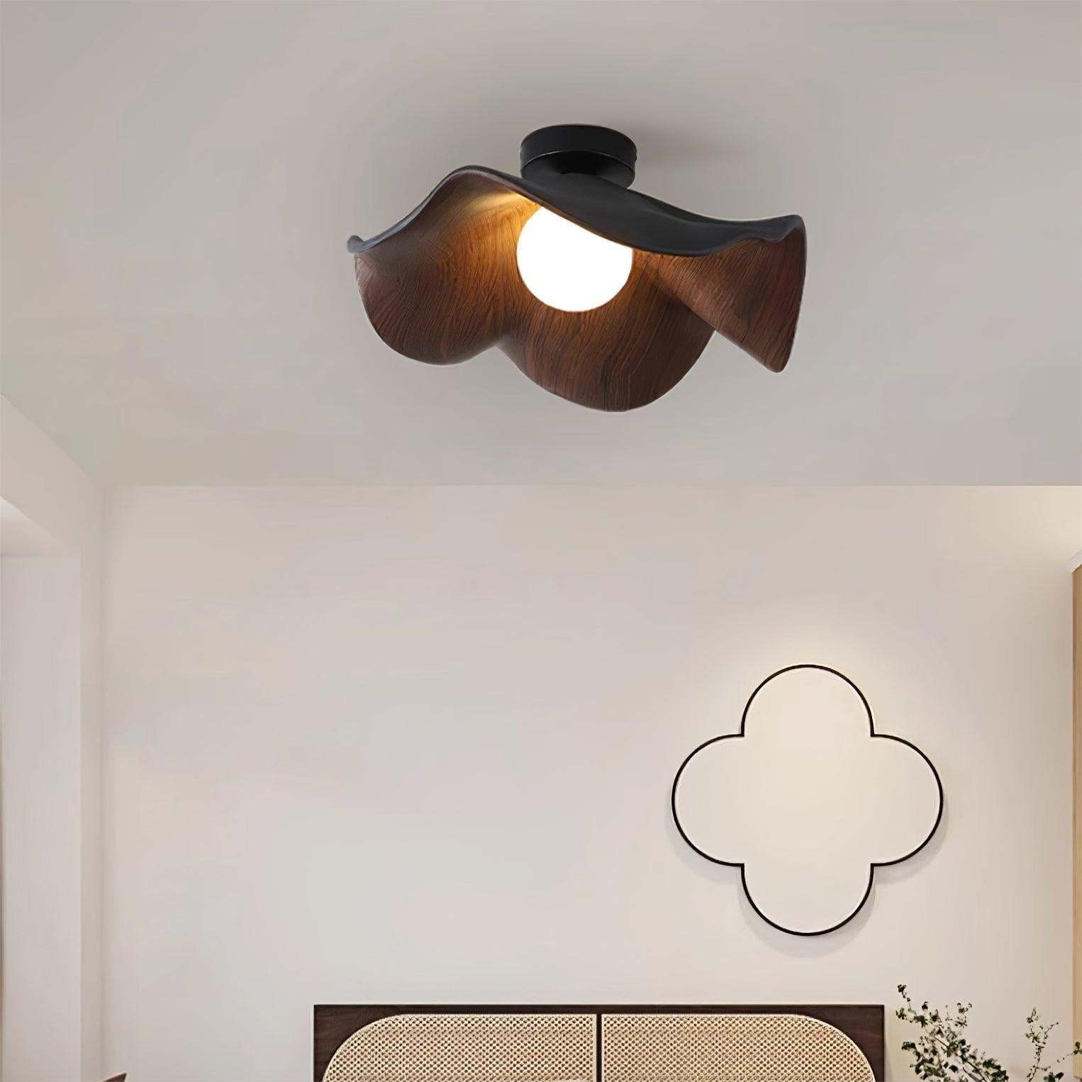 Nordic Wooden Lotus Resin Ceiling Light -Homdiy