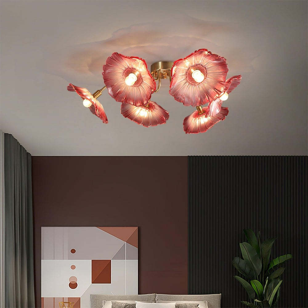 Vintage Lotus Leaf Glass Ceiling Light -Homdiy
