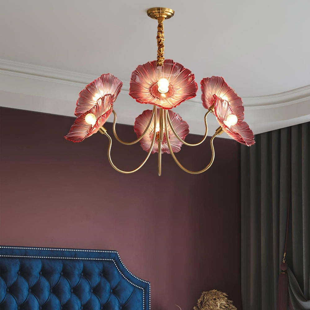 Modern Lotus Leaf Glass Living Room Chandelier -Homdiy