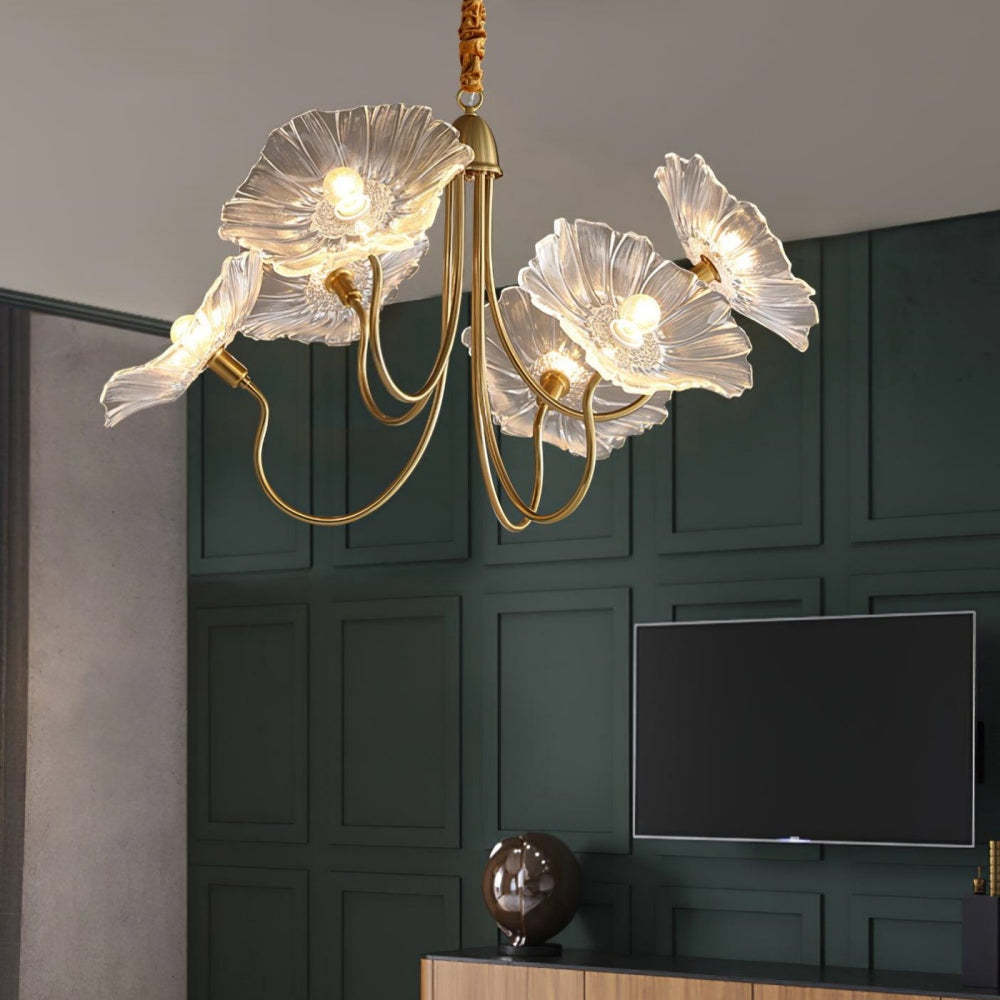 Modern Lotus Leaf Glass Living Room Chandelier -Homdiy