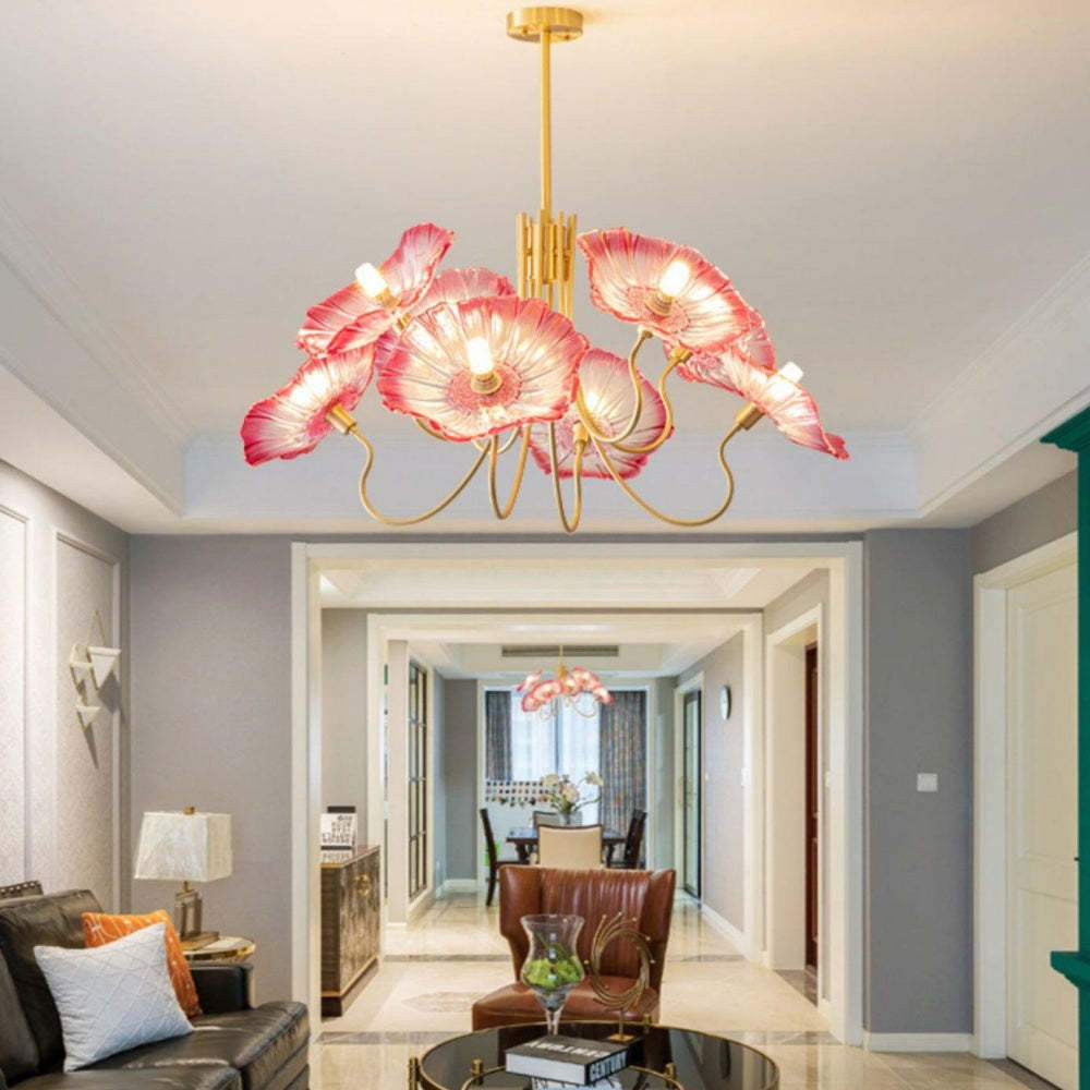 Modern Lotus Leaf Glass Living Room Chandelier -Homdiy
