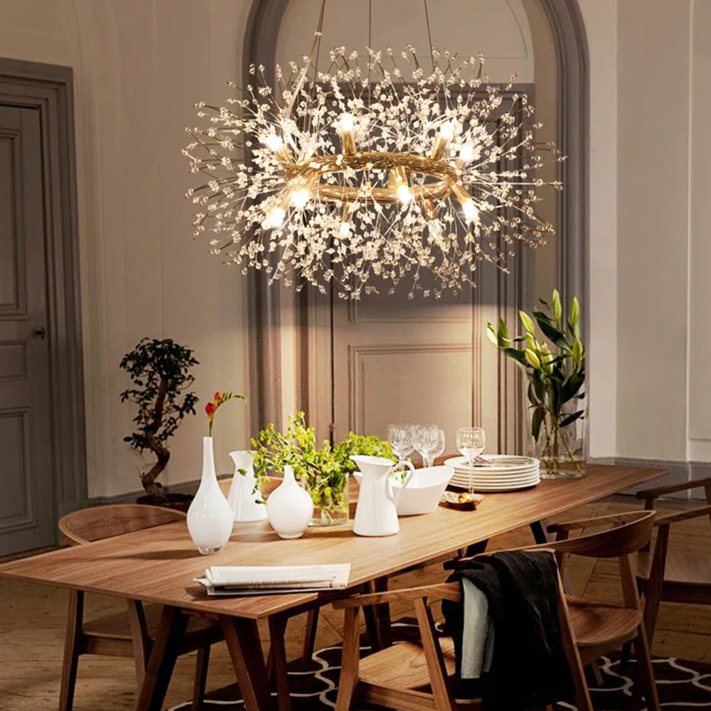 Luxury Crystal Iron Frame Gold & Silver Chandelier 