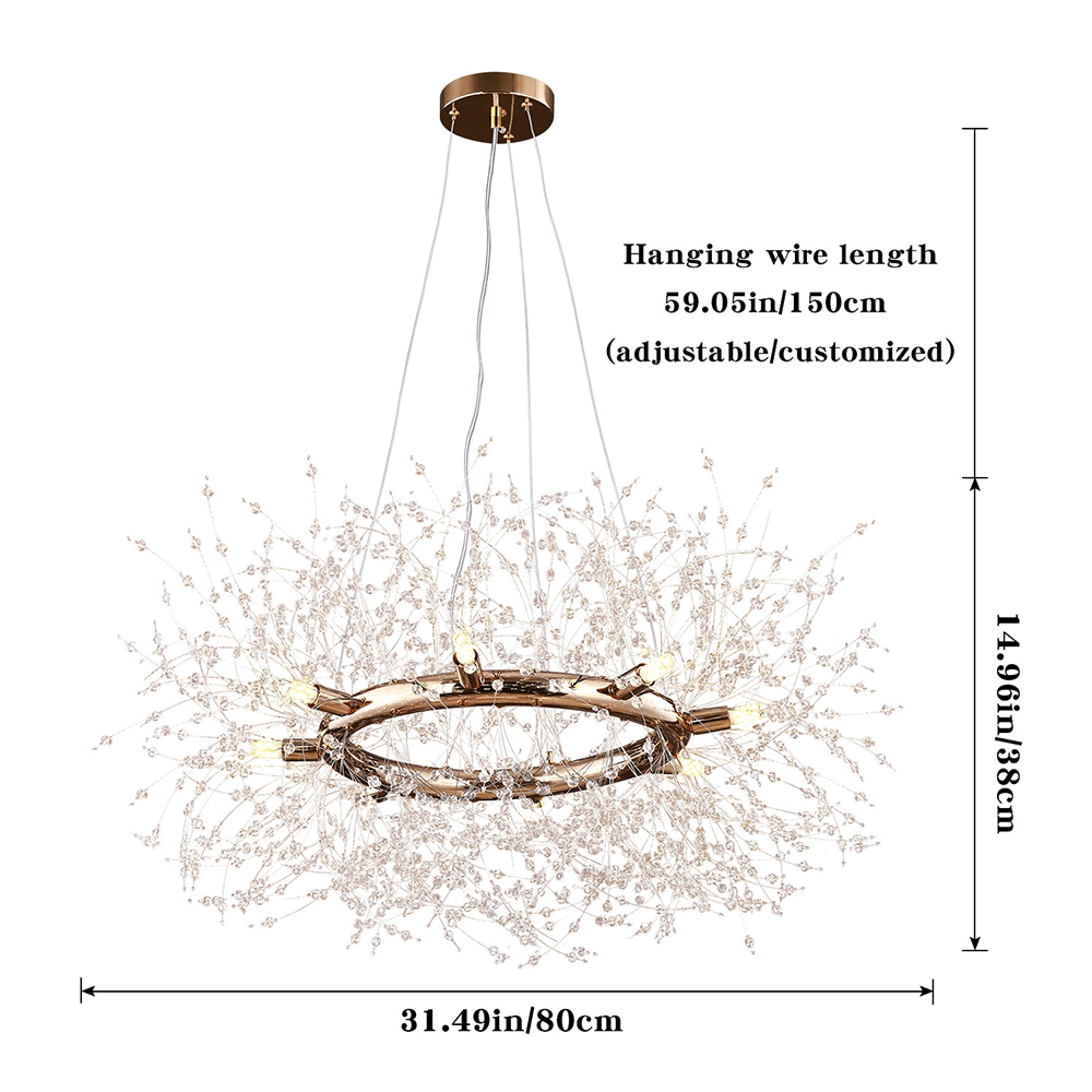Luxury Crystal Iron Frame Gold & Silver Chandelier 