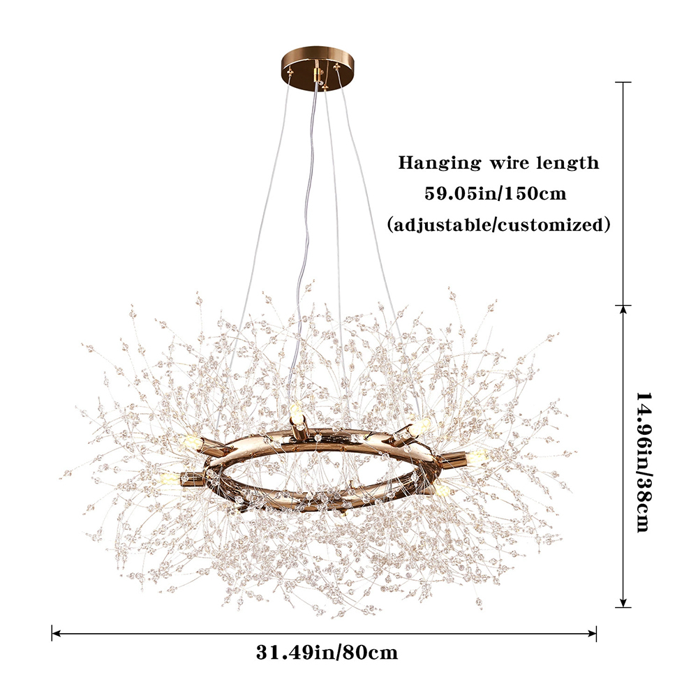 Luxury Crystal Iron Frame Gold & Silver Chandelier 