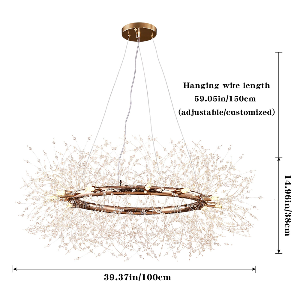 Luxury Crystal Iron Frame Gold & Silver Chandelier 