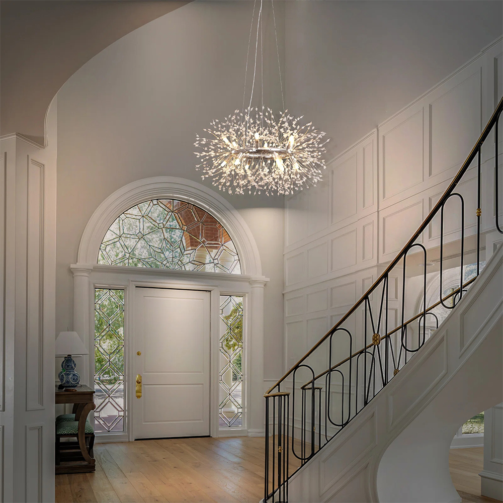 Luxury Crystal Iron Frame Gold & Silver Chandelier 