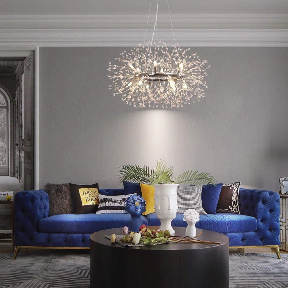 Luxury Crystal Iron Frame Gold & Silver Chandelier 