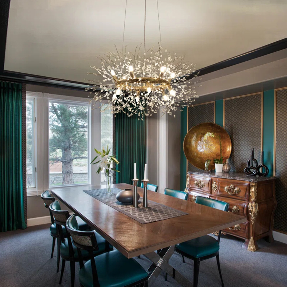 Luxury Crystal Iron Frame Gold & Silver Chandelier 