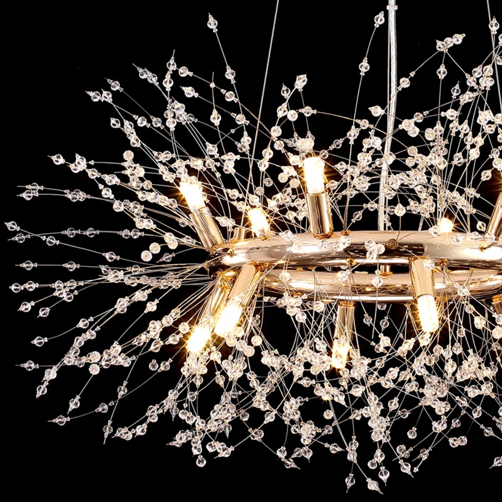 Luxury Crystal Iron Frame Gold & Silver Chandelier 