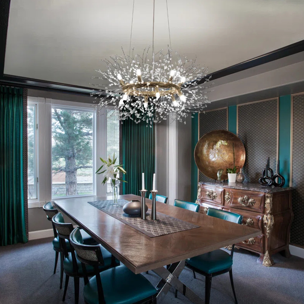 Luxury Crystal Iron Frame Gold & Silver Chandelier 