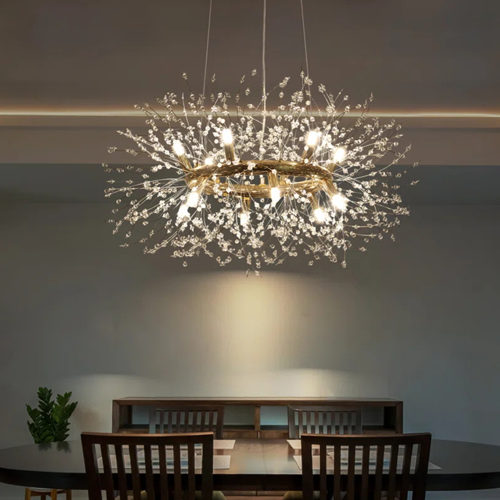 Luxury Crystal Iron Frame Gold & Silver Chandelier 