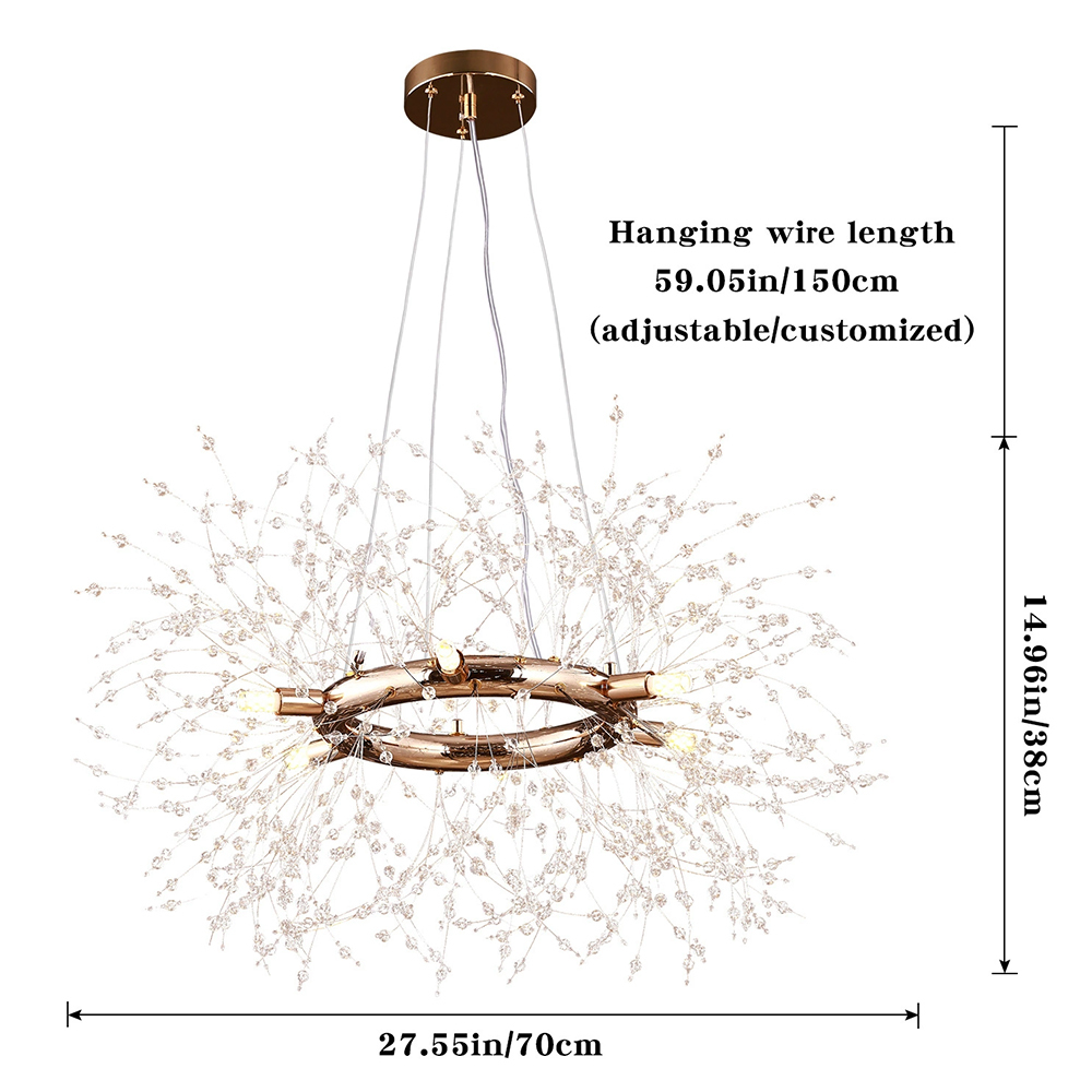 Luxury Crystal Iron Frame Gold & Silver Chandelier 