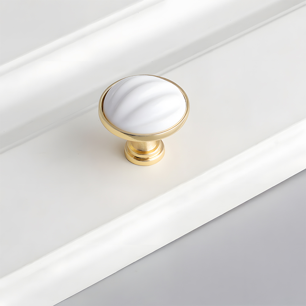 Luxury Gold White Creamic Kitchen Door Handles