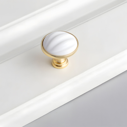 Luxury Gold White Creamic Kitchen Door Handles
