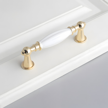 Luxury Gold White Creamic Kitchen Door Handles