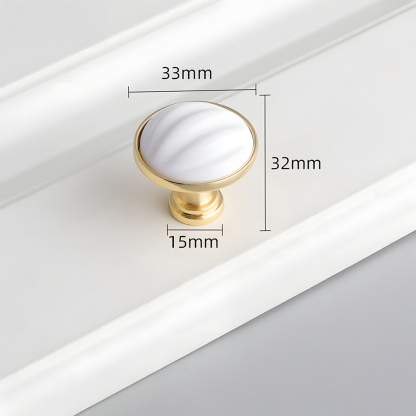 Luxury Gold White Creamic Kitchen Door Handles