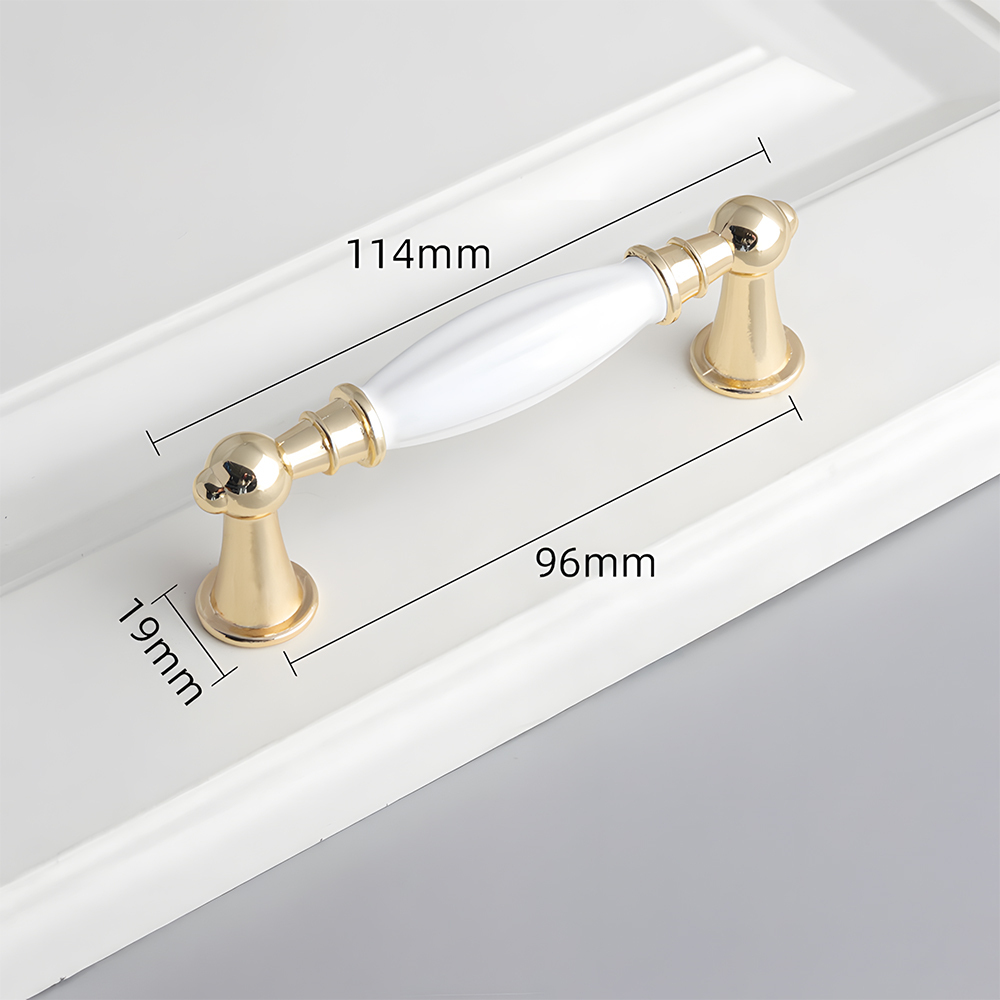 Luxury Gold White Creamic Kitchen Door Handles